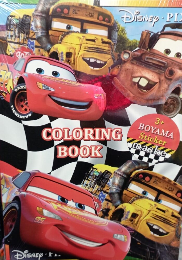 Şimşek Mcqueen Boyama Kitabı Sticker Maske 3 ü 1 Arada 16 Sayfa