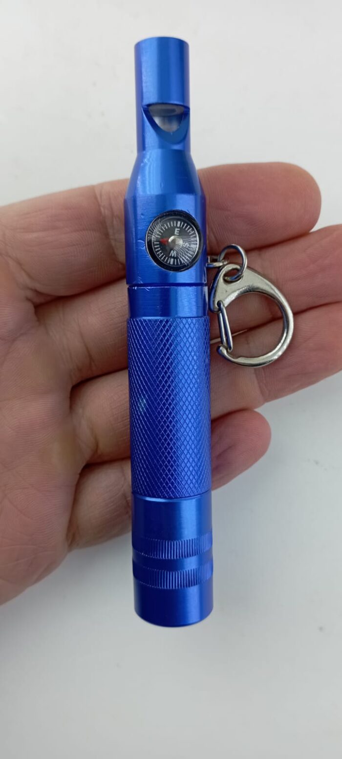 Metal Deprem düdüğü toptan satış 12 cm fenerli pusulalı anahtarlıklı