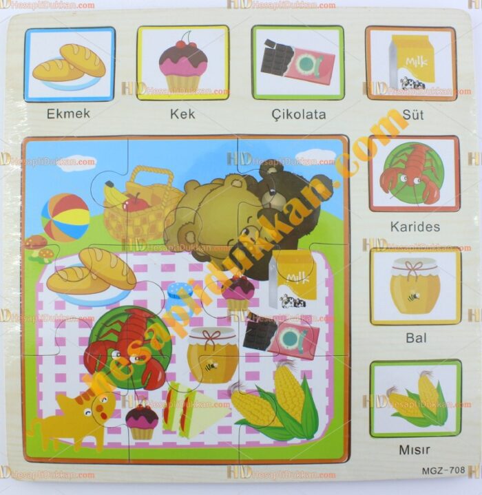 Toptan Türkçe ahşap yapboz puzzle yemekler