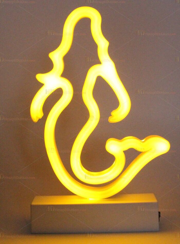 Mermaid Lamp Led Neon Deniz Kızı Lamba Sarı