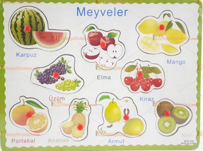 Ahşap tutmalı puzzle meyveler Türkçe toptan fiyatı