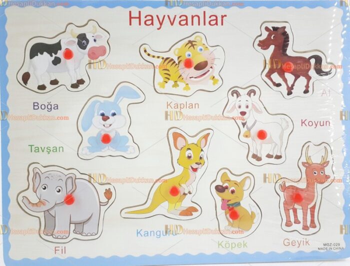 Hayvanlar serisi 4 Türkçe eğitici oyuncak yapboz