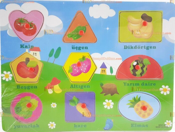 Türkçe ahşap puzzle geometri şekiller