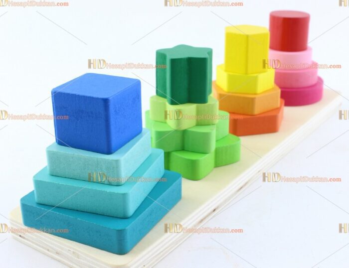 Toptan ahşap eğitici oyuncak geometrik şekiller dört kolon
