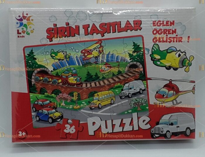 Toptan şirin taşıtlar puzzle 70 parça