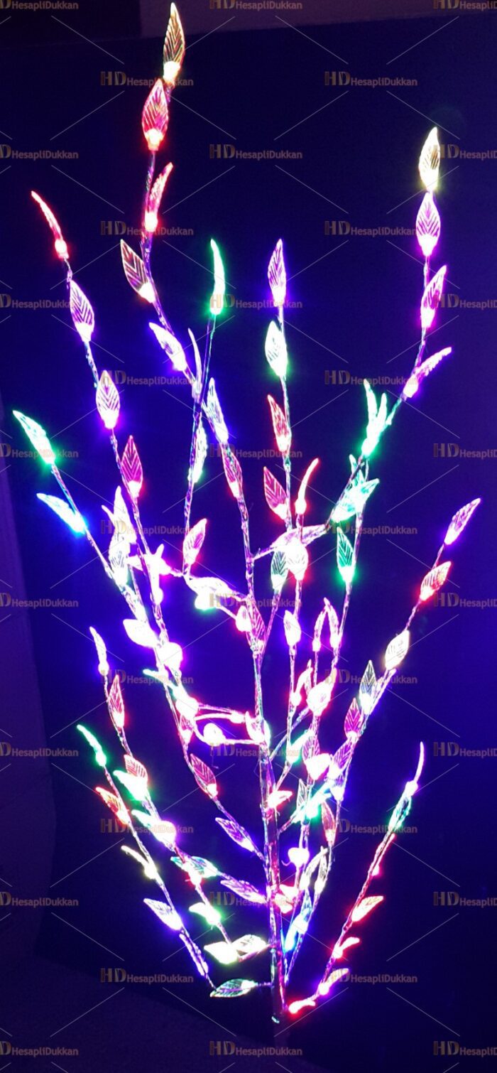 Işıklı yılbaşı ağacı 120 led yaprak hareketli ışık 160 cm Metal gövde