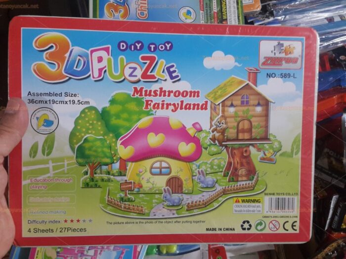Toptan 3D karton puzzle mantar ev peri ülkesi