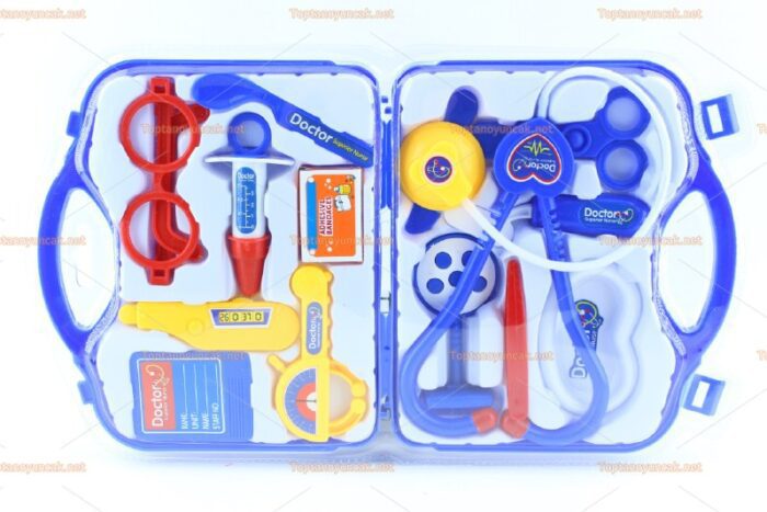 Toptan oyuncak doktor seti erkek çocuk için mavi renk çantalı promosyon