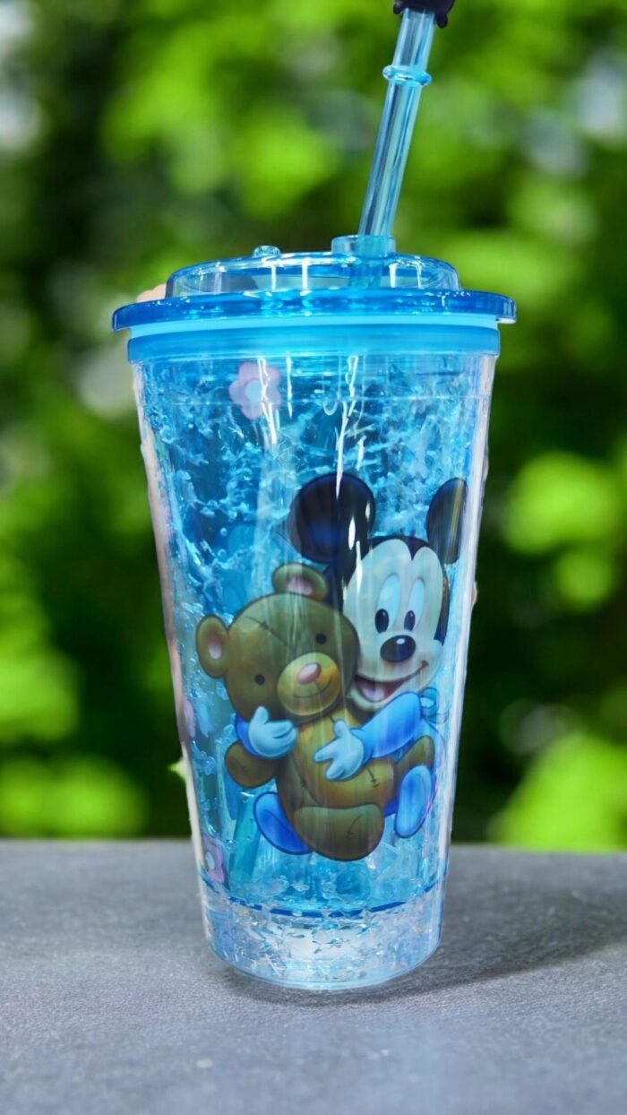 Baby Mickey Figürlü Pipetli Işıklı Bardak
