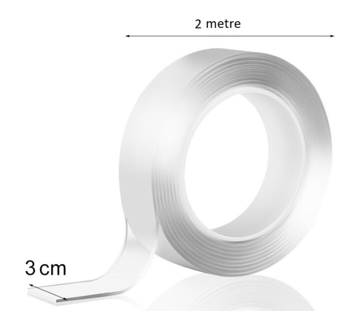 2m x 3cm Çift Taraflı Şeffaf Bant Toptan - Görsel 4