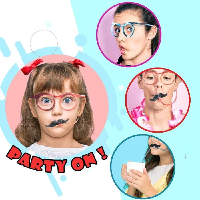 Yeşil Bıyıklı Pipetli Parti Gözlüğü - Görsel 3