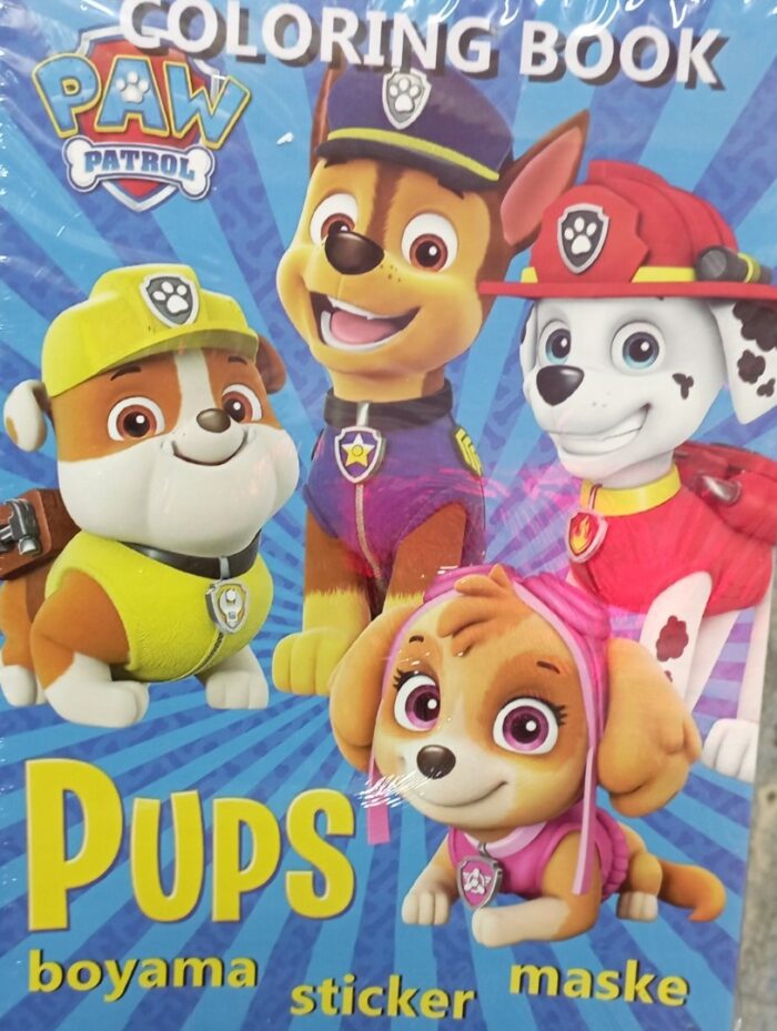 Paw Patrol Boyama Kitabı Sticker Maske 3 ü 1 Arada 16 Sayfa