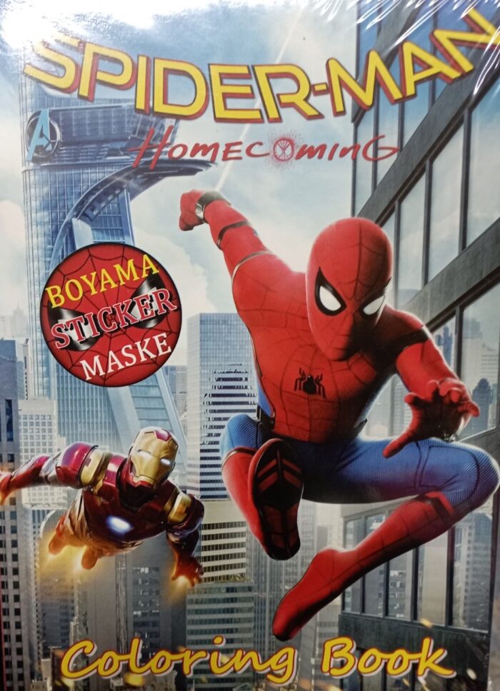 Örümcek Adam Boyama Kitabı Sticker Maske 3 ü 1 Arada 16 Sayfa