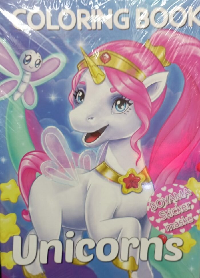 Unicorn Boyama Kitabı Sticker Maske 3 ü 1 Arada 16 Sayfa