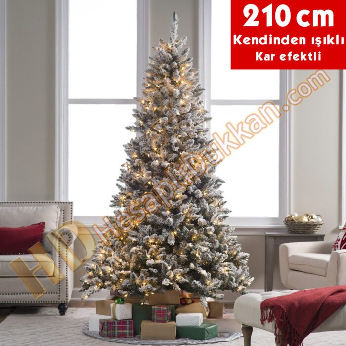 Kendinden led ışıklı yılbaşı ağacı kar efekt 210 cm