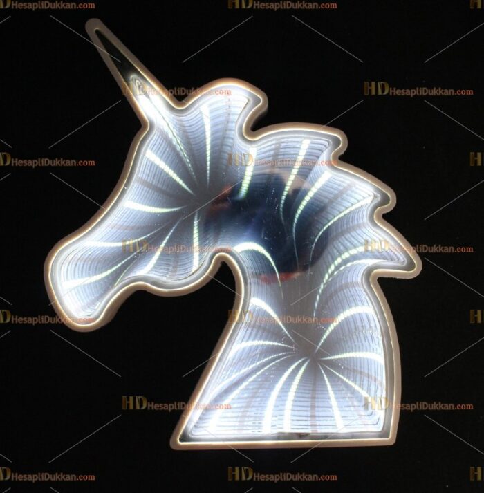 Toptan 3D tünel dekoratif masa lambası unicorn beyaz