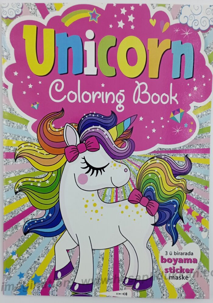 Toptan Maskeli çıkartmalı16 sayfa A4 boyama kitabı Unicorn