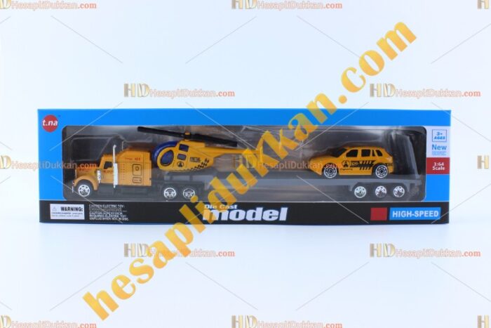 Toptan taşıyıcı tır helikopter set metal araba çek bırak