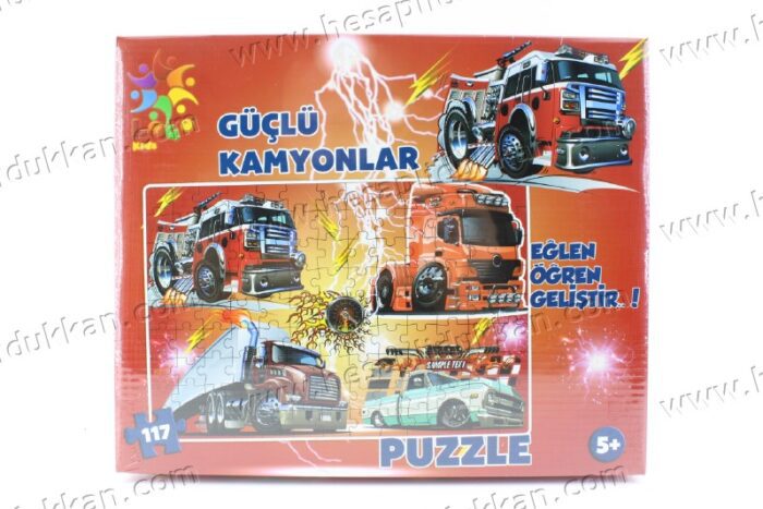 Promosyon oyuncak puzzle karton yapboz 4 in 1 güçlü kamyonlar