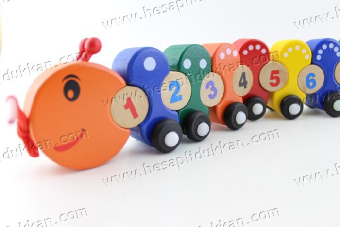 Promosyon oyuncak eğitici ahşap tırtıl tren sayılar