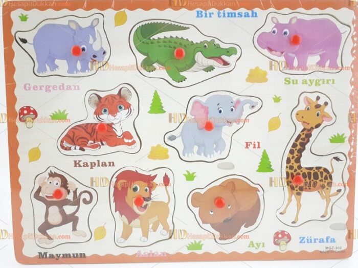 Ahşap tutmalı puzzle hayvanlar Türkçe toptan fiyat