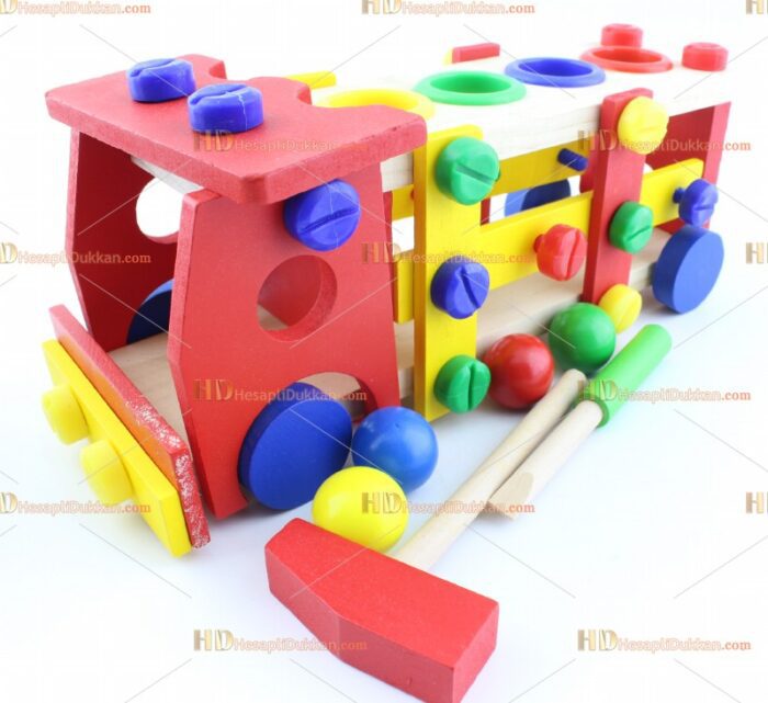 Toptan sök tak kamyon top yuvarlama çekiç eğitici ahşap oyuncak