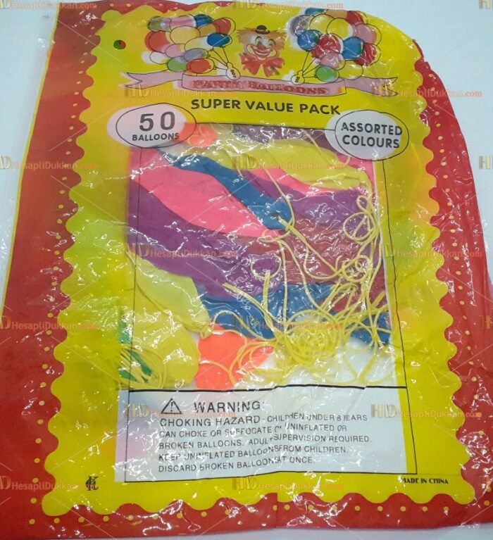 Toptan ipli lastikli balon 50 li paket