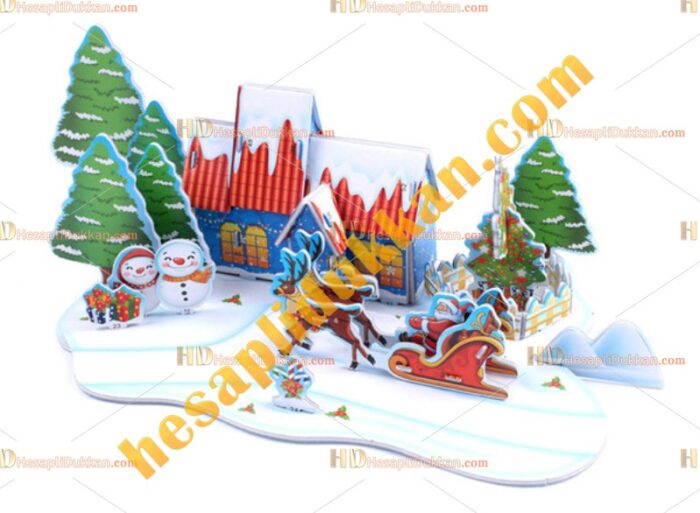 Toptan 3d puzzle merry christmas 4 karton 33 parça