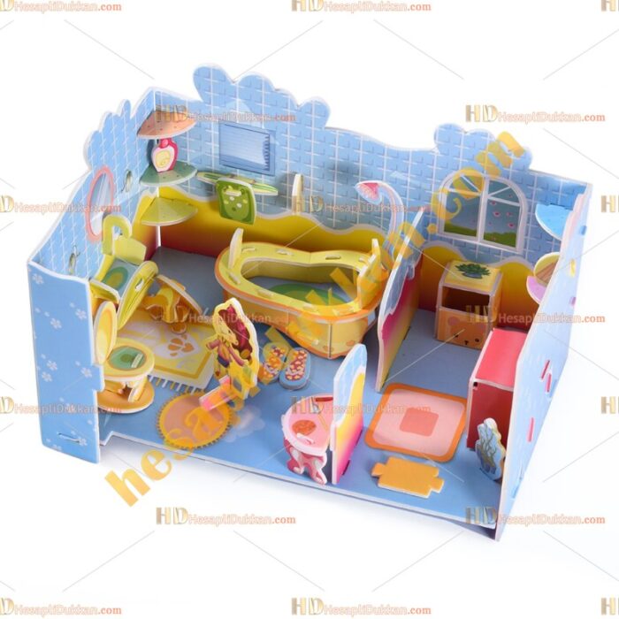 Toptan 3d puzzle cute bathroom 4 karton 79 parça