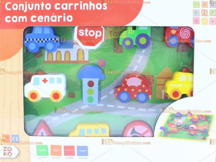 Toptan trafik set eğitici ahşap oyuncak araçlar ipe dizmeli fonksiyonel