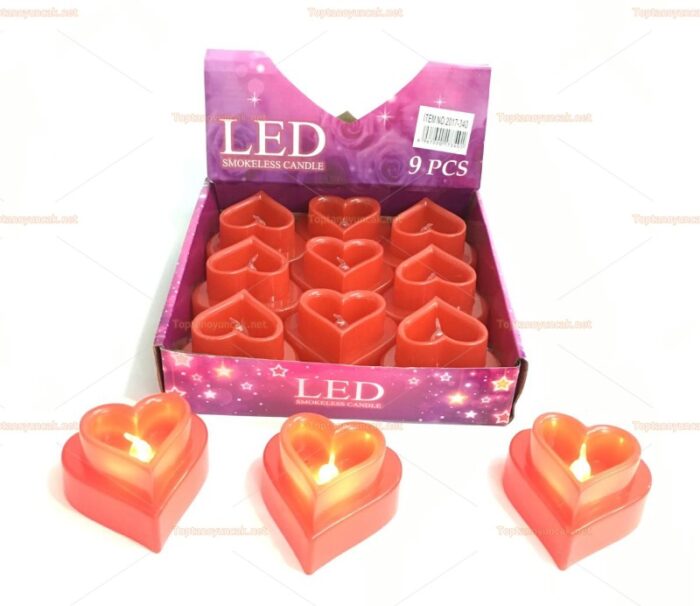 Toptan hediyelik kırmızı led kalpli mum