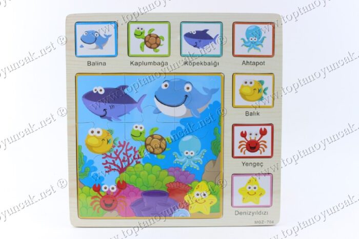 Promosyon oyuncak deniz hayvanları ahşap puzzle
