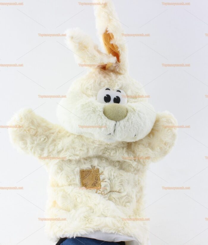 Toptan el kuklası beyaz peluş tavşan