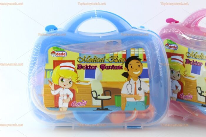 Toptan oyuncak doktor pvc çantası mavi renk