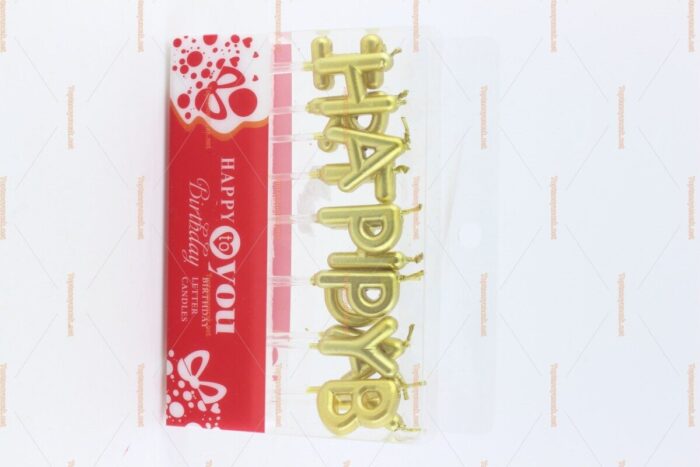 Toptan doğum günü mumu happy harfler altın sarısı