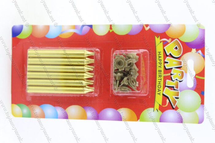 Toptan doğum günü mumu altın sarısı 8 li paket